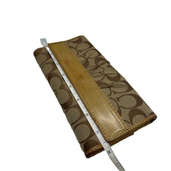 COACH Brown and Tan Signature Canvas Wallet - Picture 9 of 11